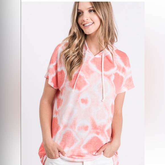 $15 No. 7 ❤️ HOODED TIE-DYE PRINT TOP - Picture 3 of 3